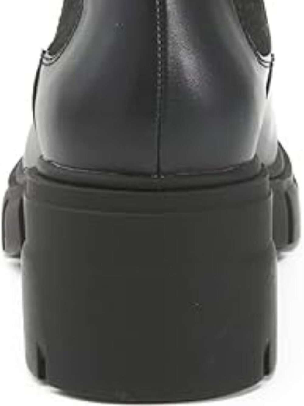 Women's Black Elastic Chelsea Boots Chunky Block Heel Platform Ankle Boots - Picture 6 of 10